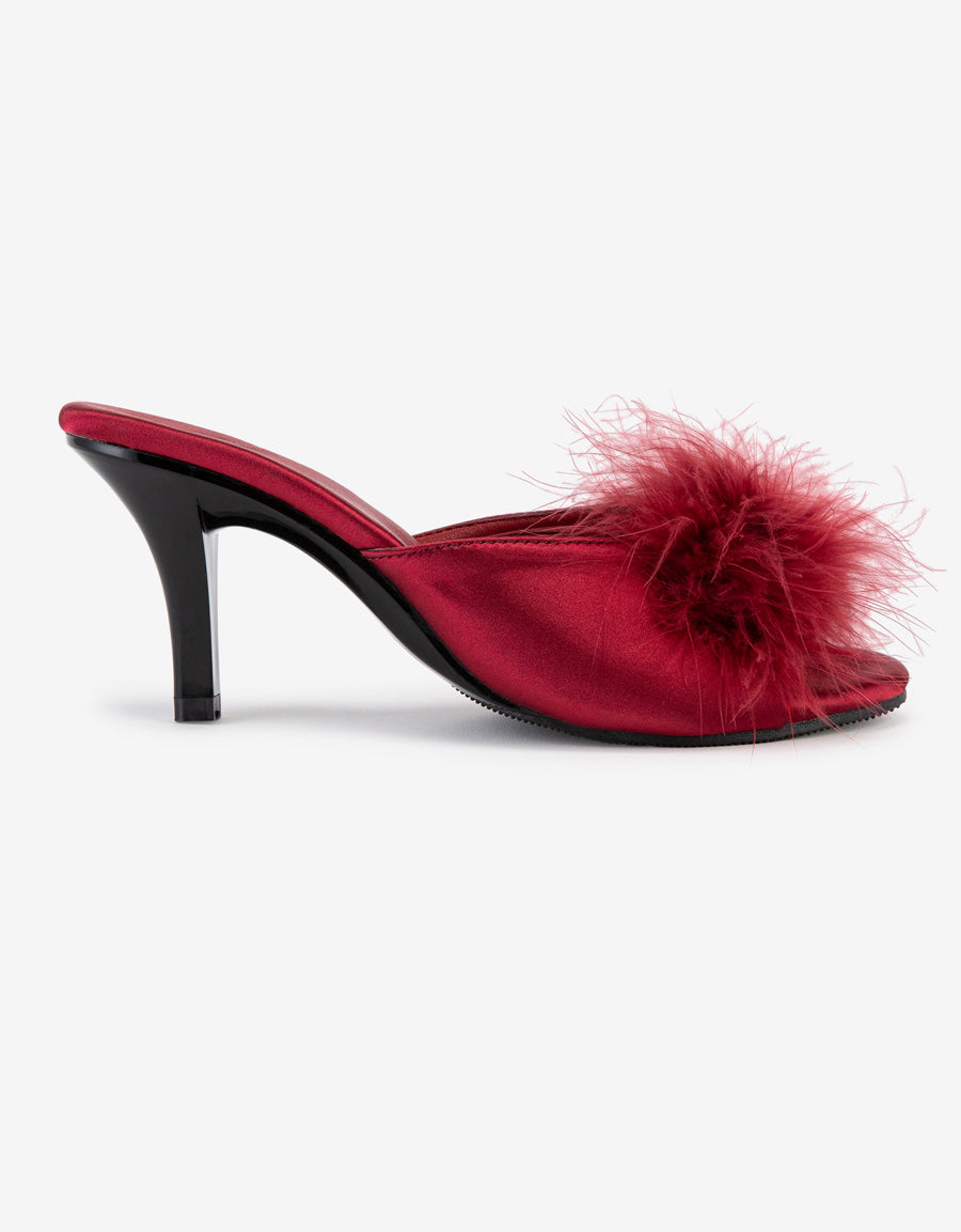 Satin Heeled Open Toe Slipper