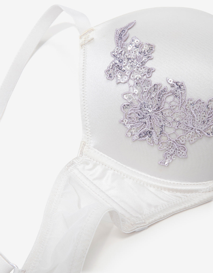 Sequin Embroidered Plunge Bra