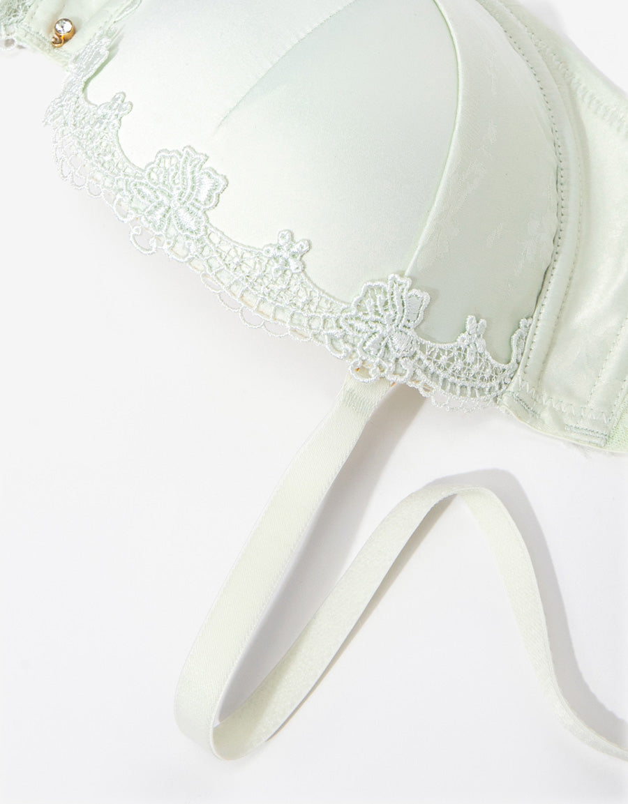 Embroidered Satin Bridal Plunge Bra