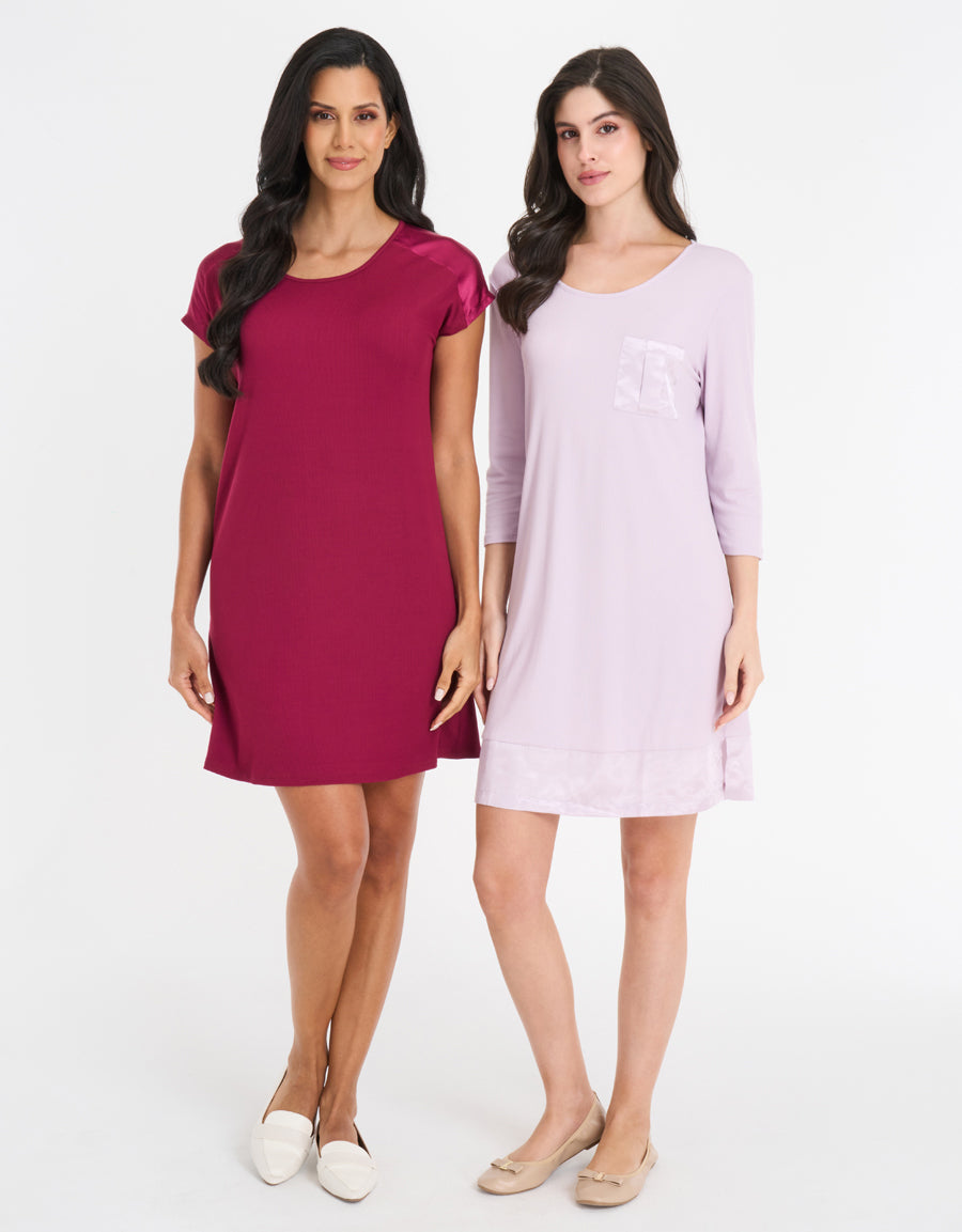 2-Pack Ribbed Short Sleep Dresses