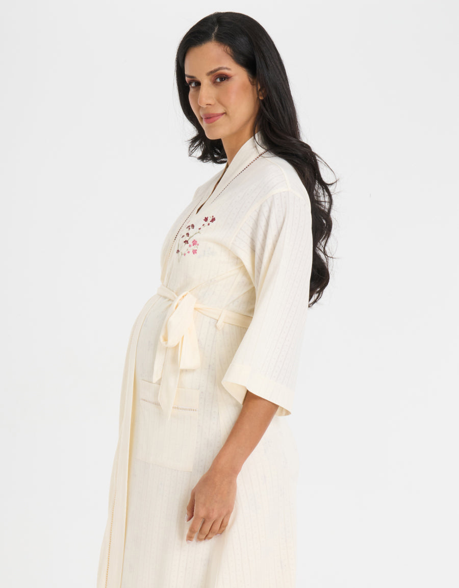 Pointelle Maternity Reception Dress and Robe