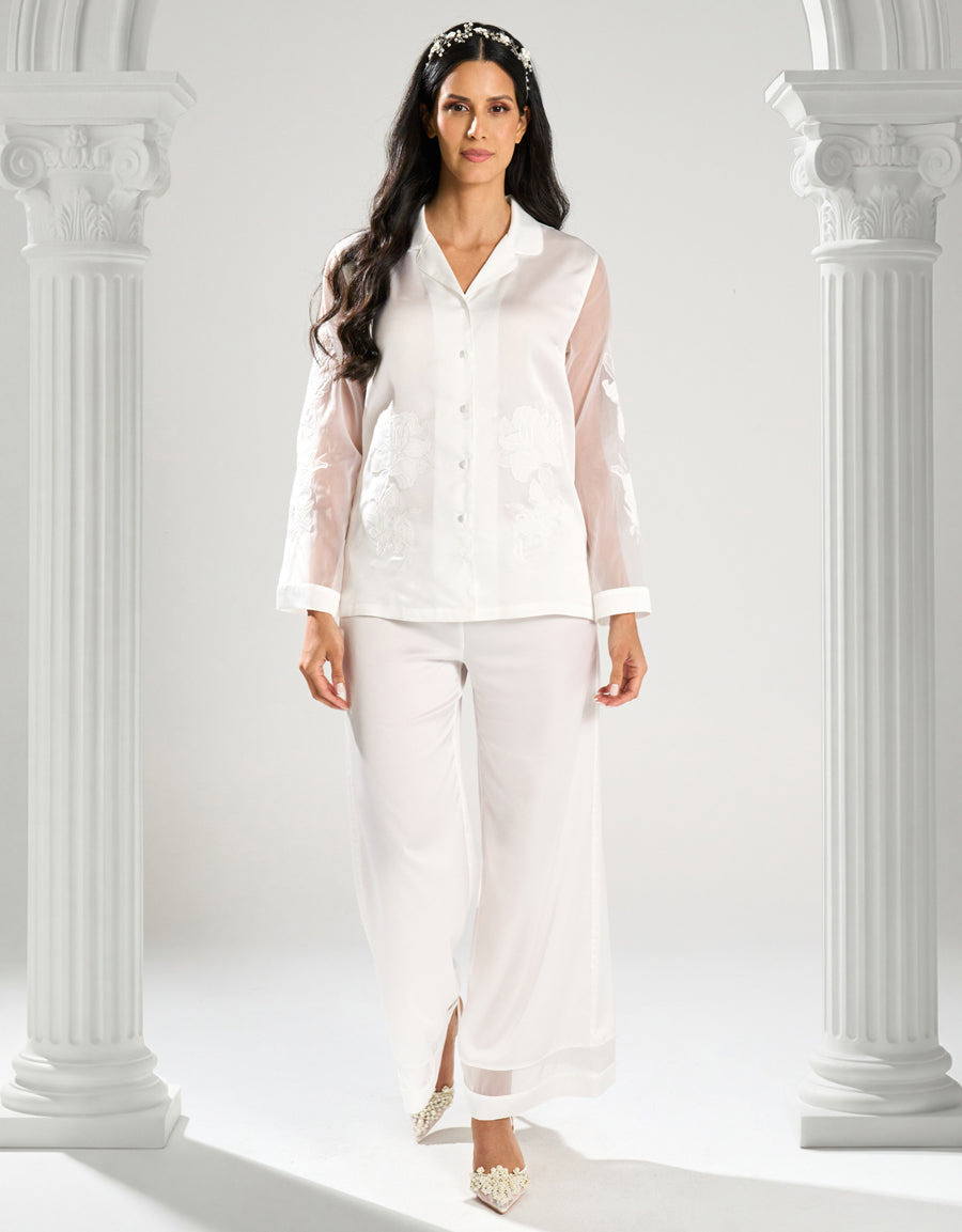 Satin Organza Bridal Pajama Set