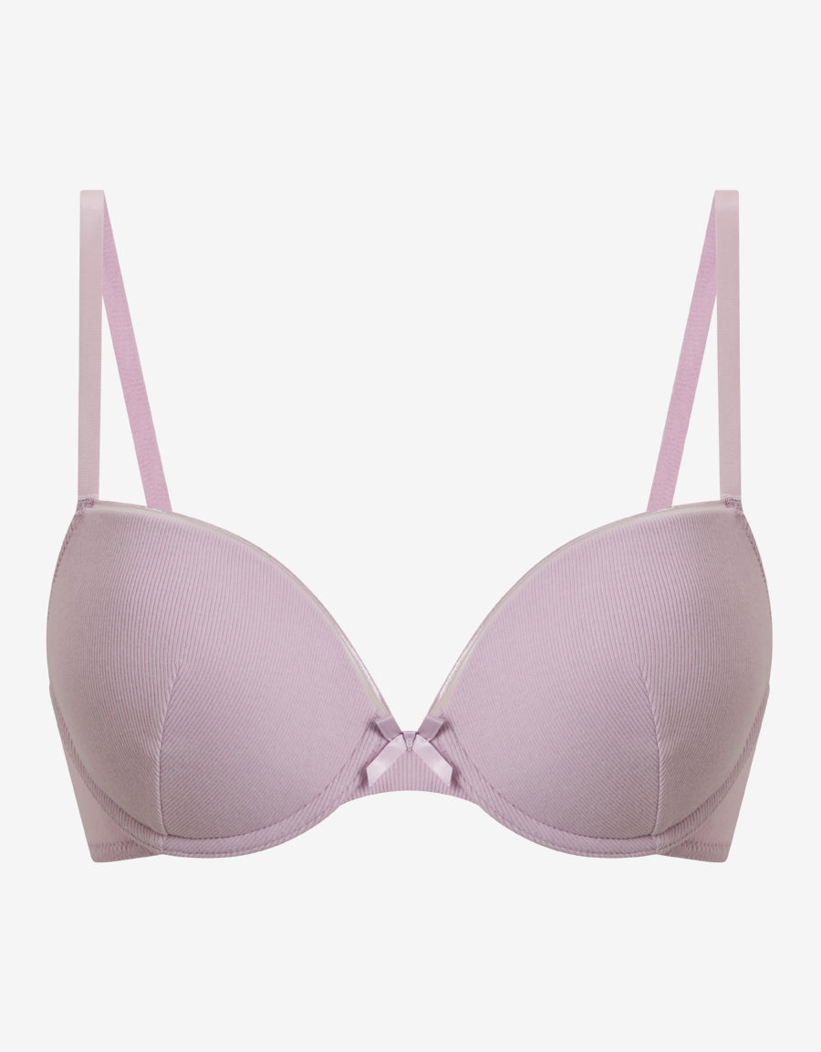 Cotton And Rib Plunge Bra
