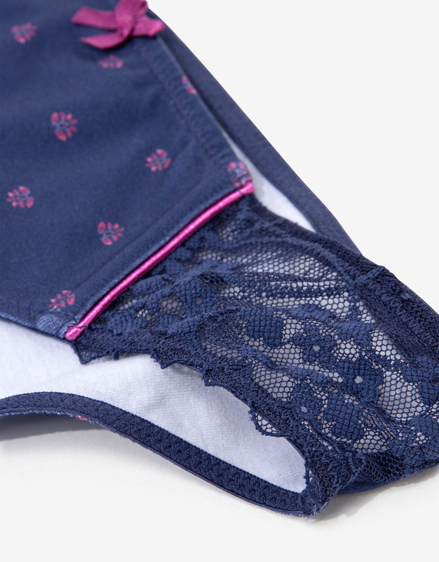 Lace-Trim Cotton Bikini Panty