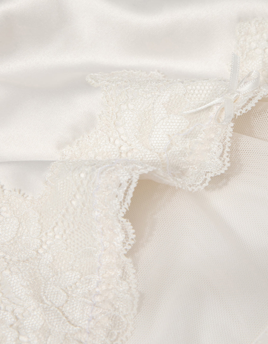 Lace-Trim Satin Bikini Panty