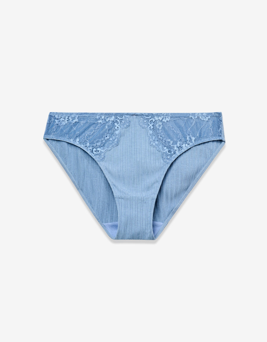Ribbed Bikini Panty in Blue