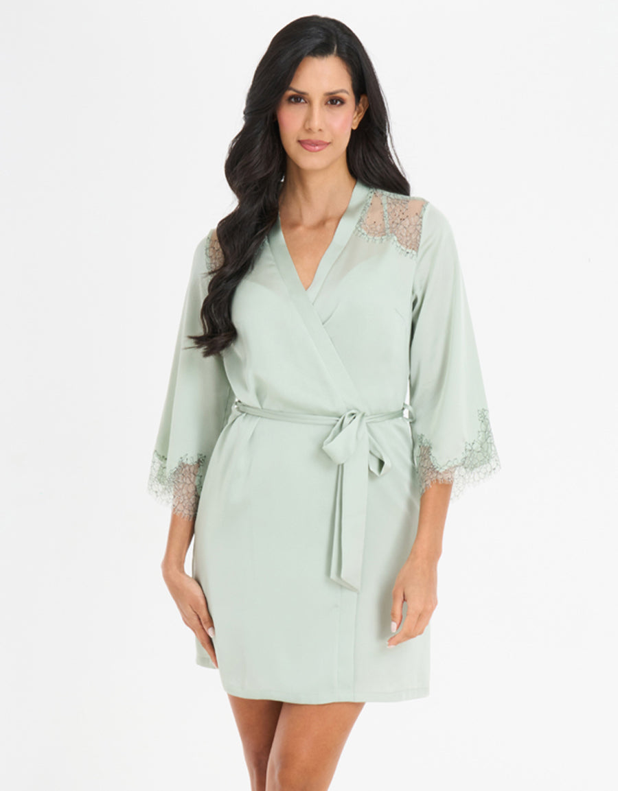 Satin Short Dress and Robe Set