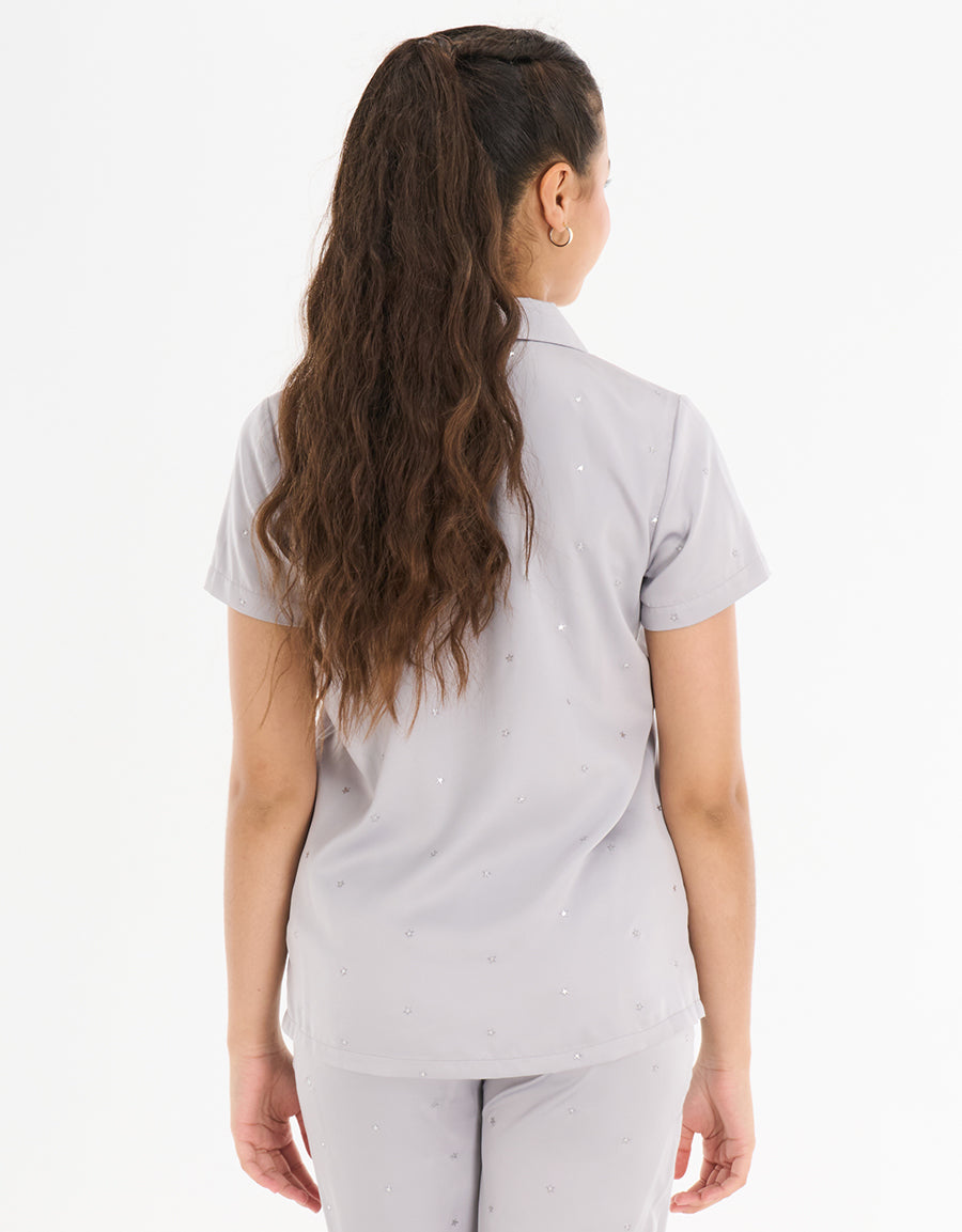 Short Sleeve Satin Pajama Set