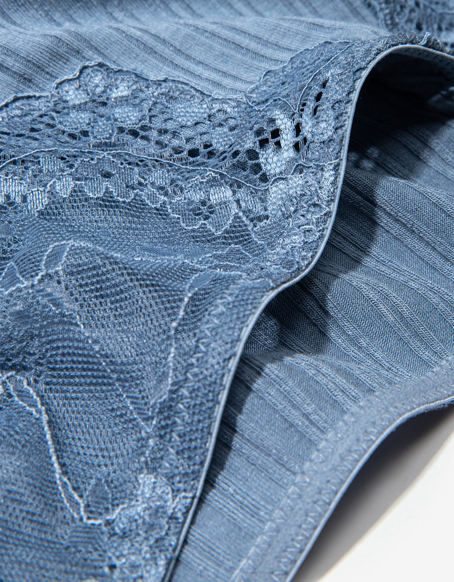 Ribbed Bikini Panty in Blue