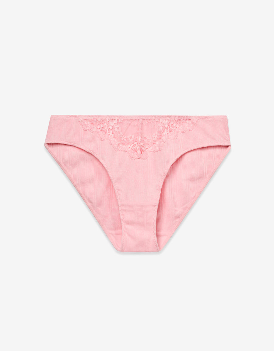 Ribbed Bikini Panty in Light Pink