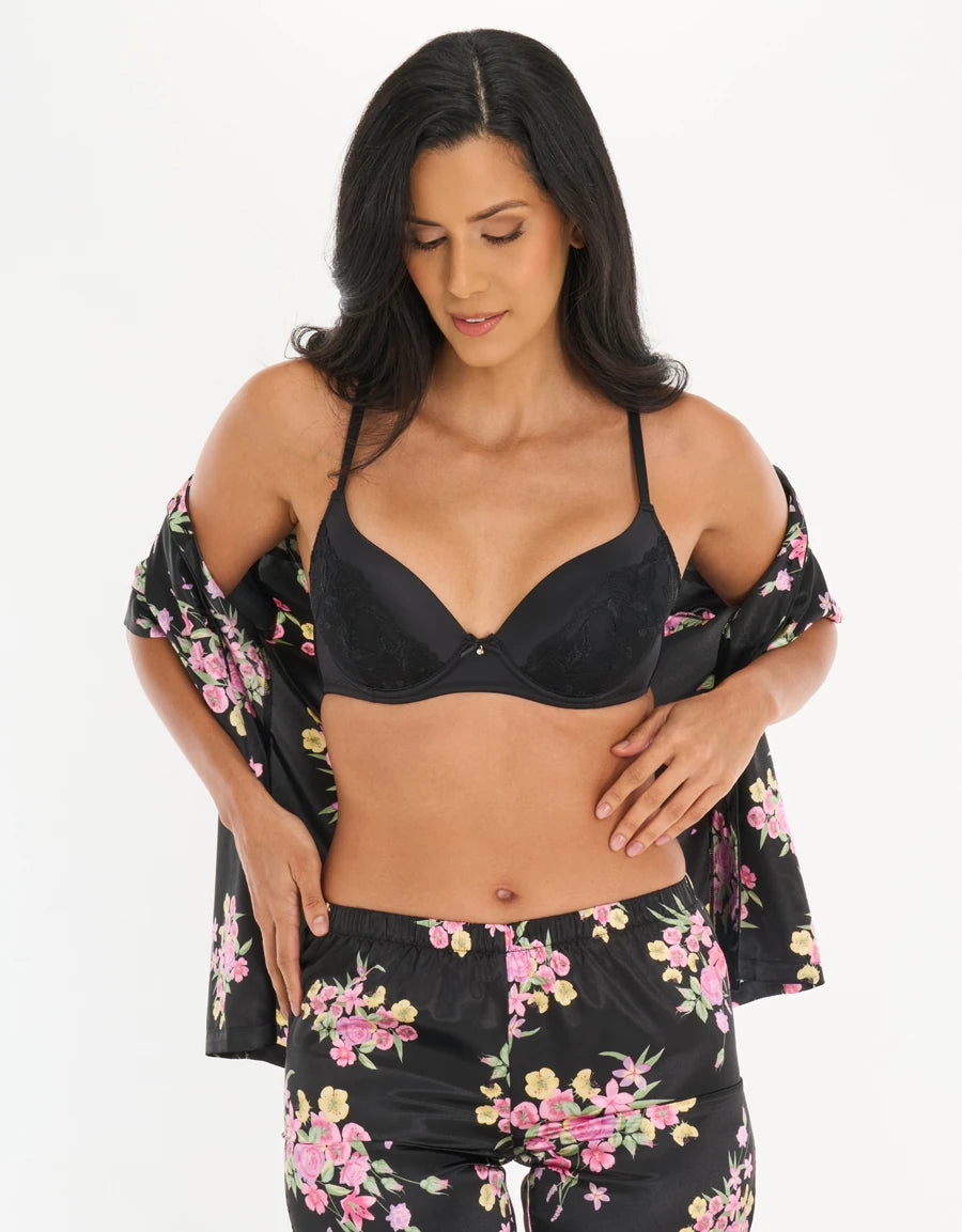 Floral Print Satin Pajama Set