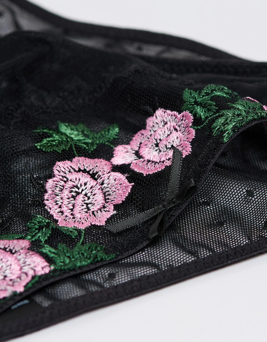 Embroidered Sheer Bikini Panty