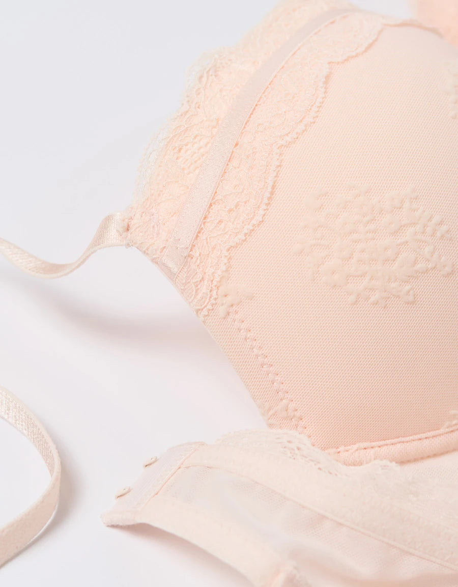 Lace-Trim Bridal Plunge Bra