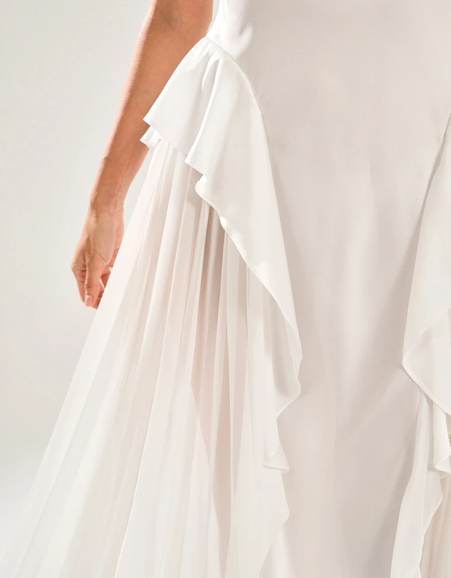 Satin Chiffon Bridal Long Nightdress
