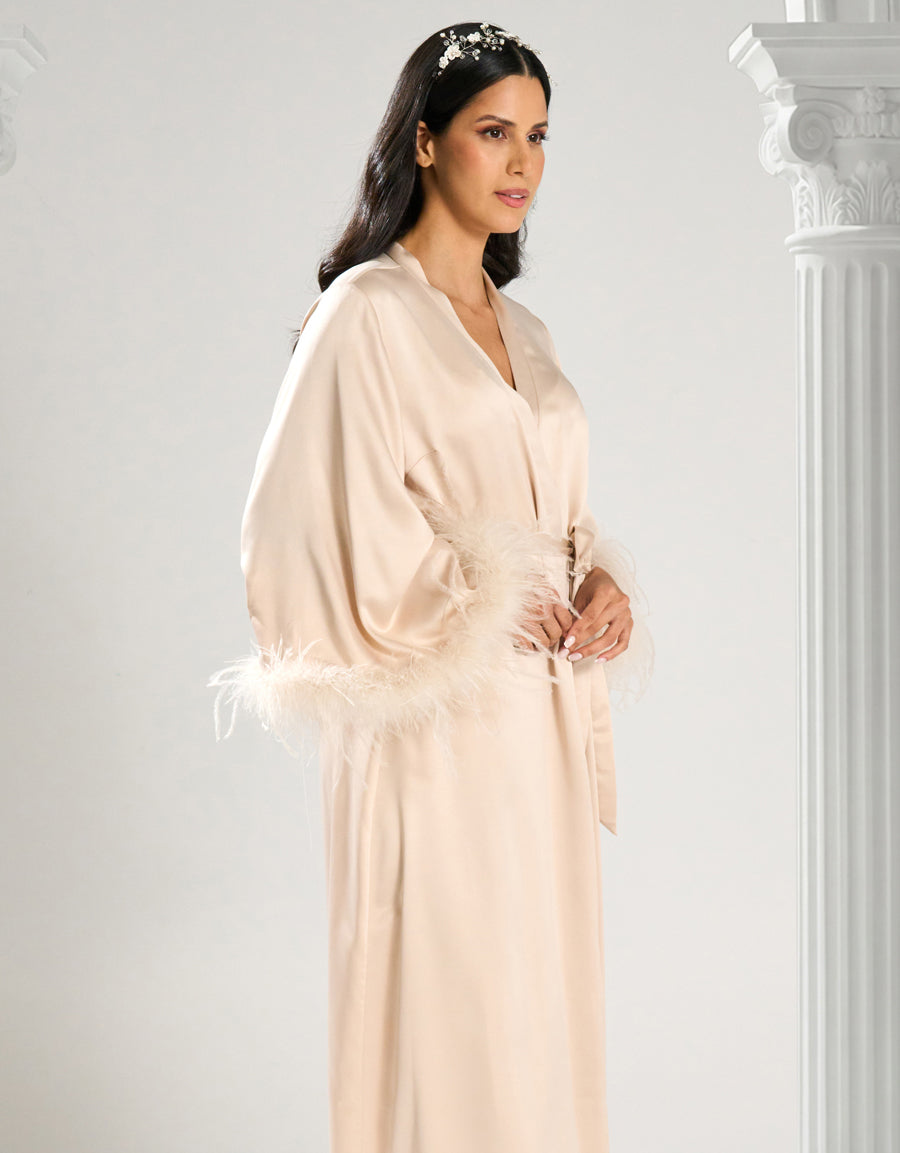 Satin Bridal Long Dress and Robe Set