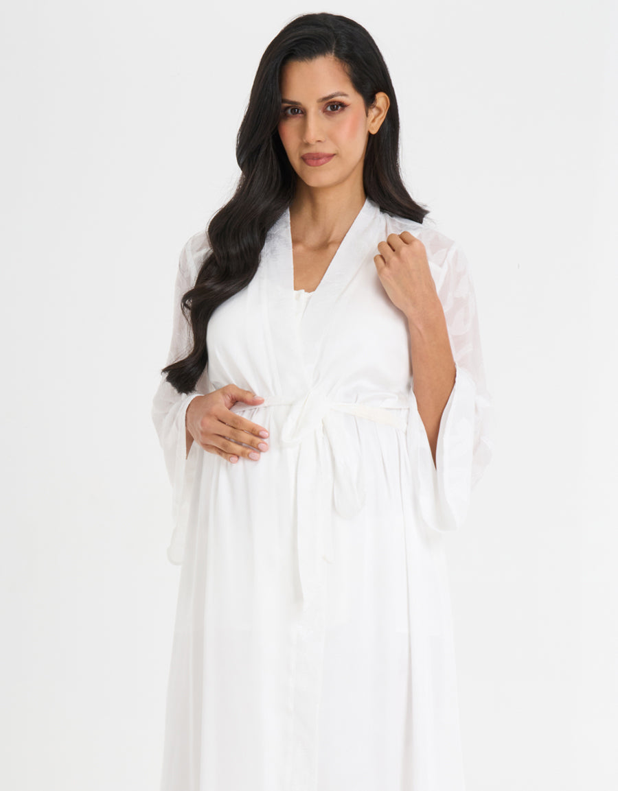 Satin Maternity Reception Set and Robe