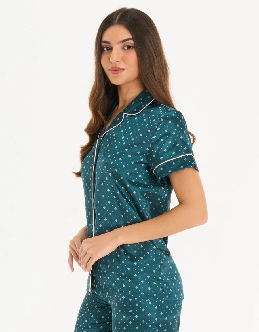 Floral Print Satin Pajama Set