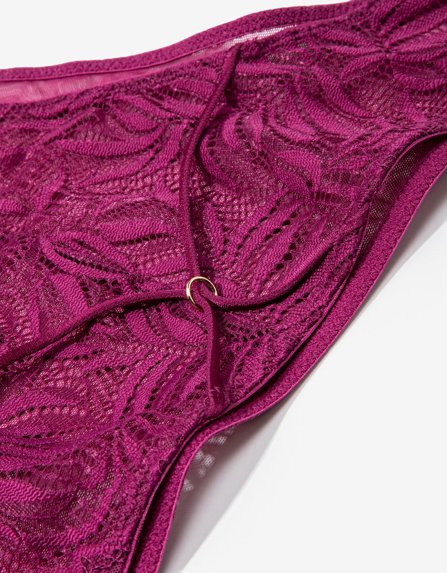 Lace Brazilian Panty in Dark Pink