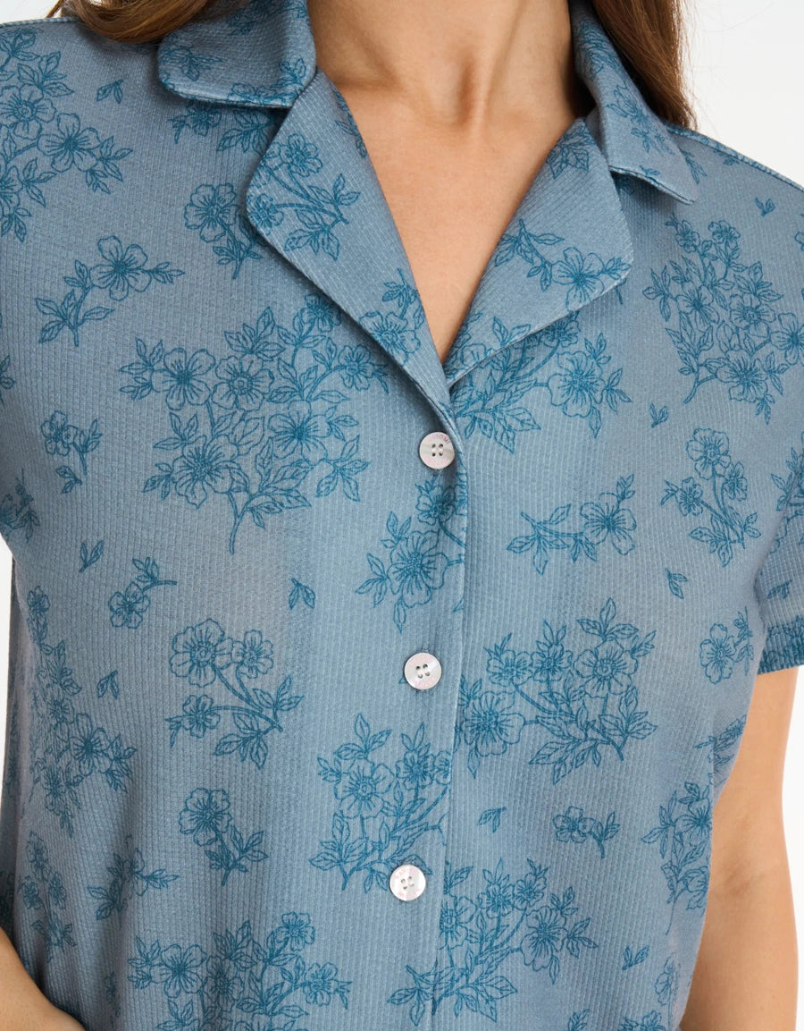 Floral Print Waffle Pajama Set