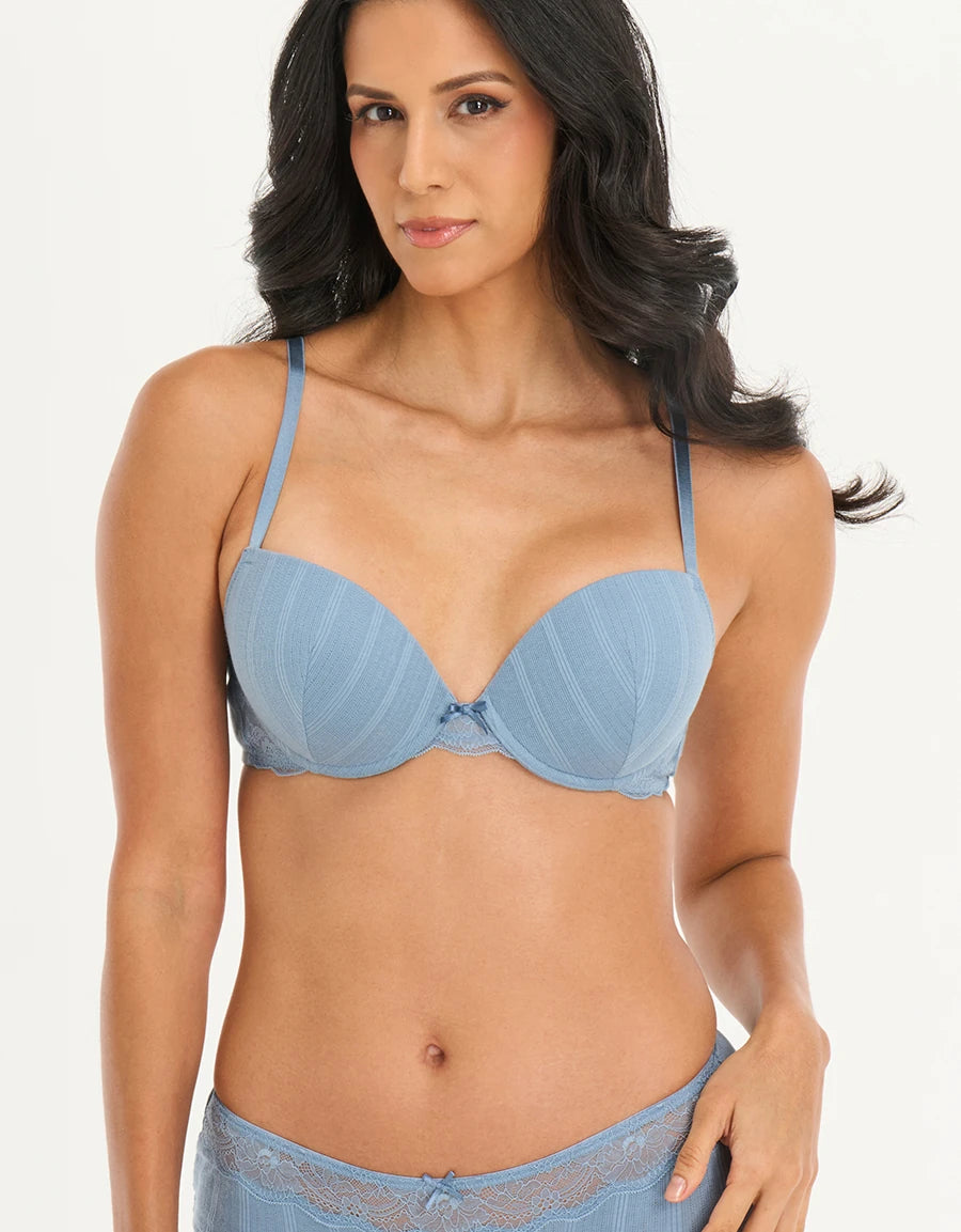Pointelle Cotton Push-Up Plunge Bra