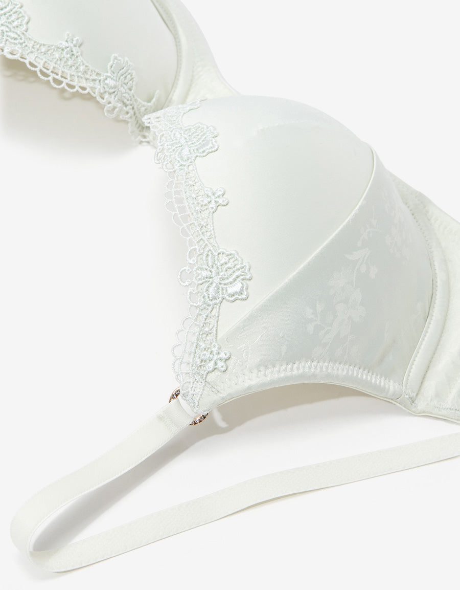Embroidered Satin Bridal Plunge Bra