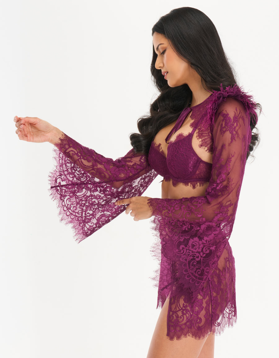 Bra Set Lace Lingerie Set in Dark Purple