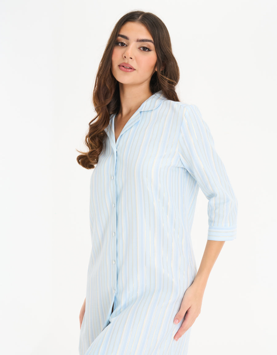 2-Pack Sleep Shirt Short Nightdresses in Light Blue