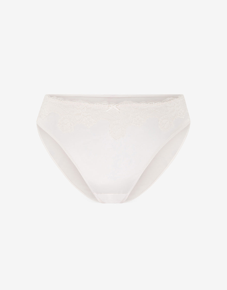 Lace-Trim Satin Bikini Panty