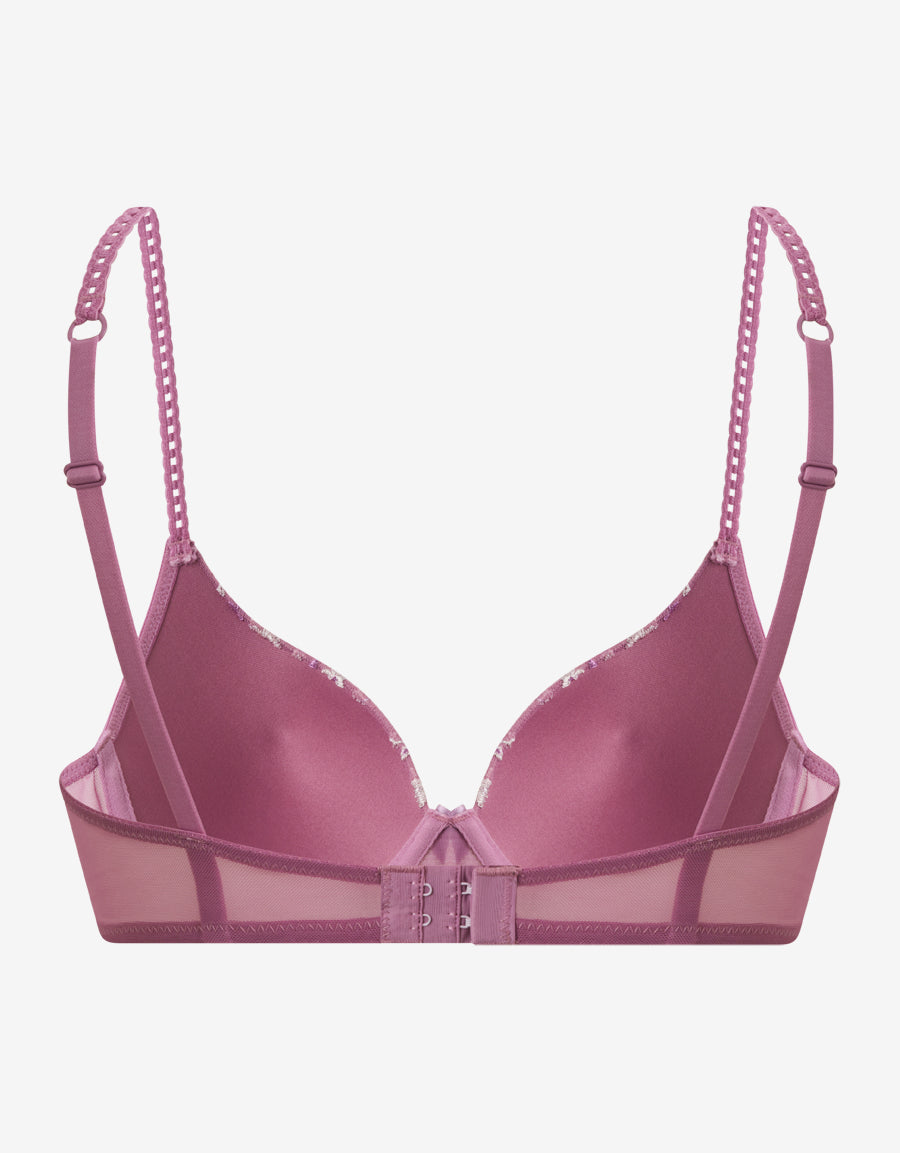 Mesh And Embroidery Plunge Bra