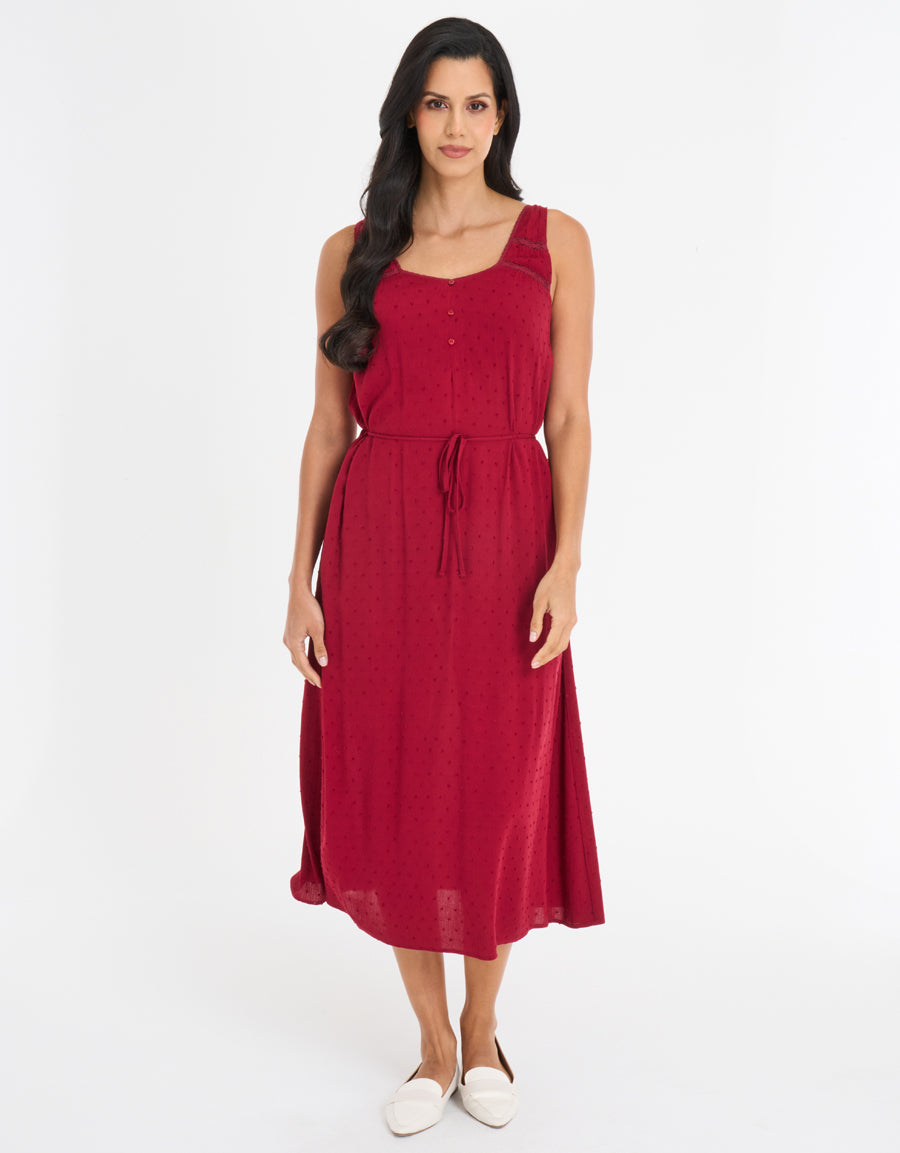 Crochet-Trim Long Dress