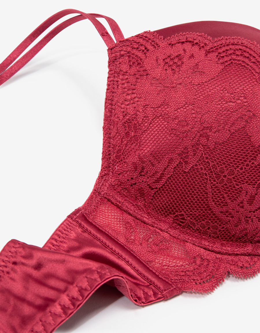 Satin Lace Plunge Bra