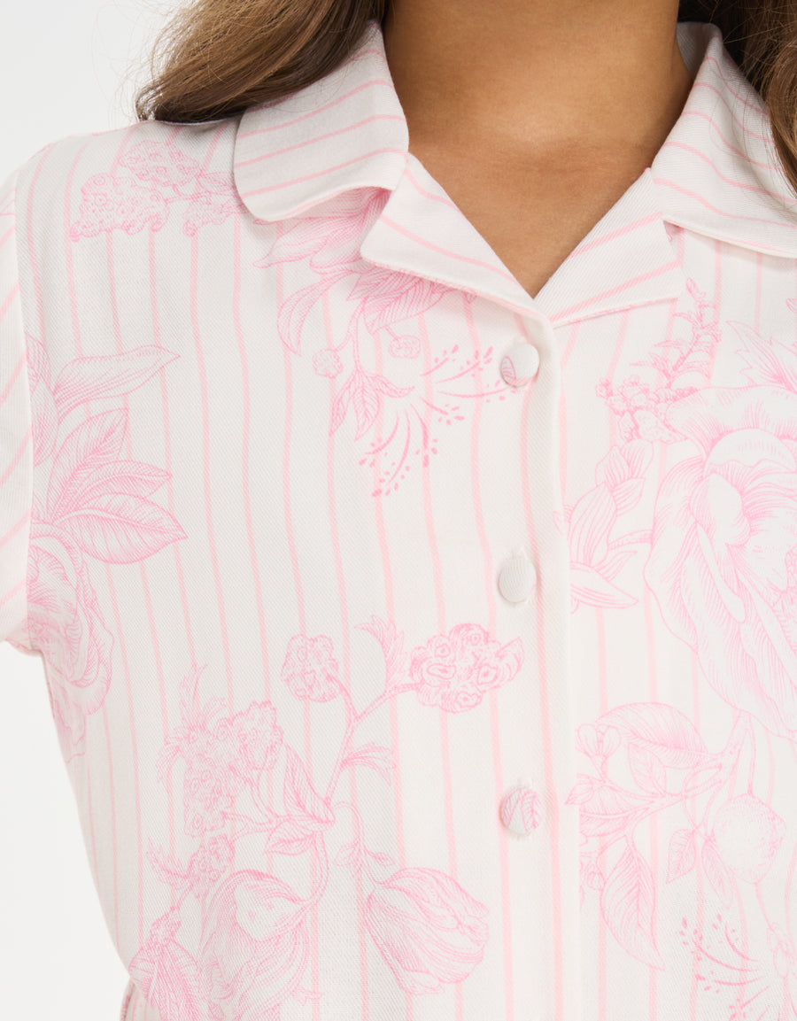 Short-Sleeve Shirt with Pants Pajama Set in Multicolor