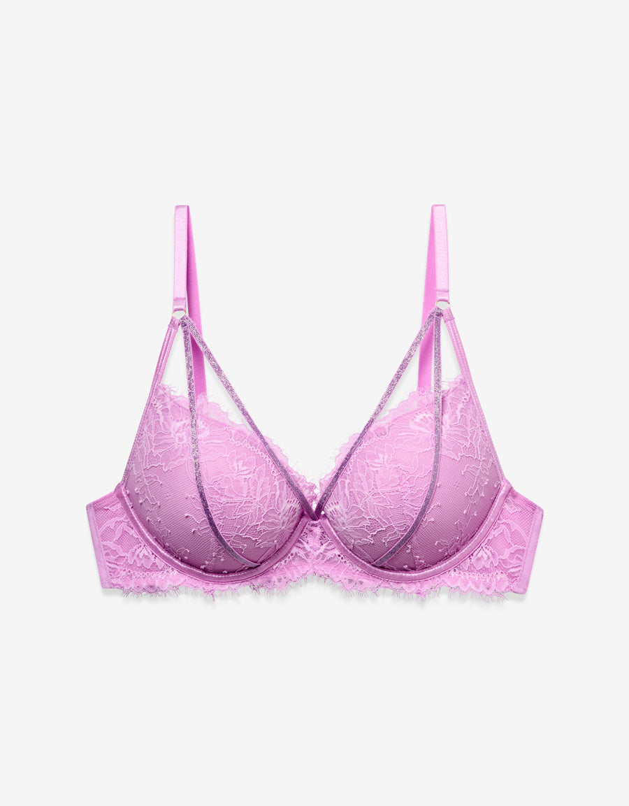 Lace Double Push Up Bra in Dusky Purple