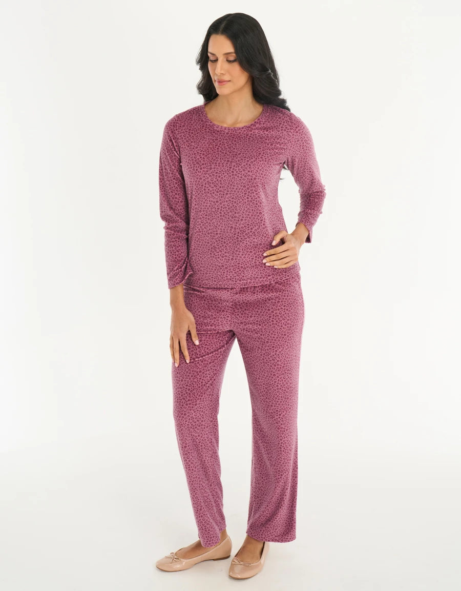 Leopard Print Fleece Pajama Set