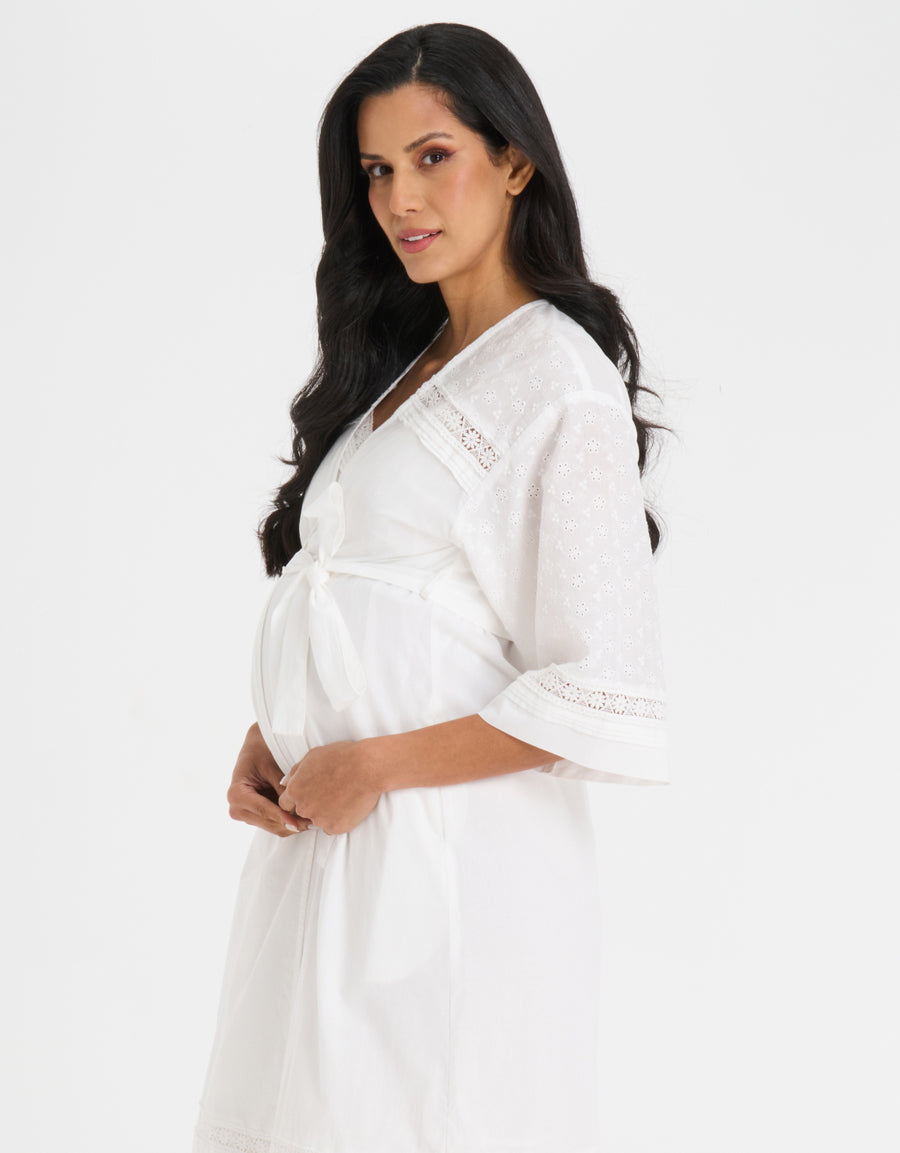 Cotton Maternity Reception Set and Robe