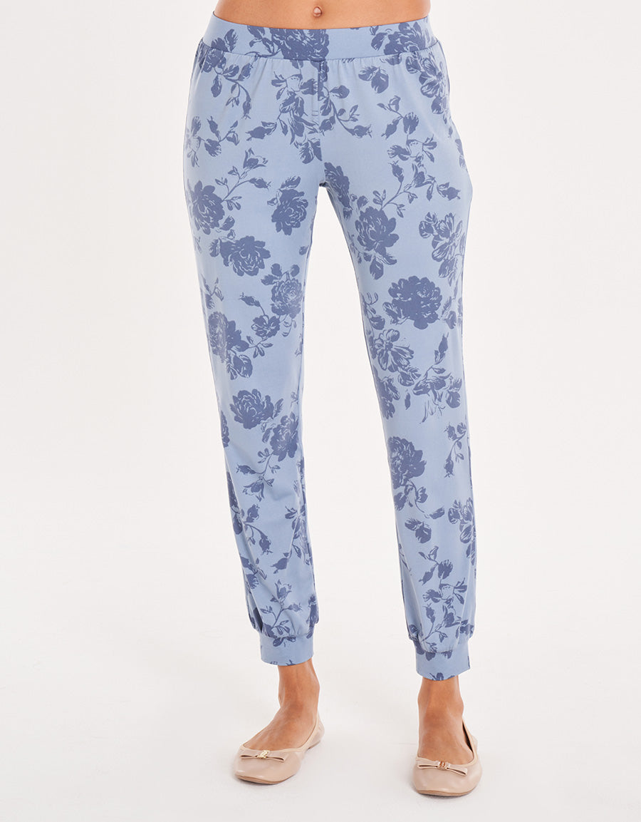 Floral Short-Sleeve Long Pink Jogger Set