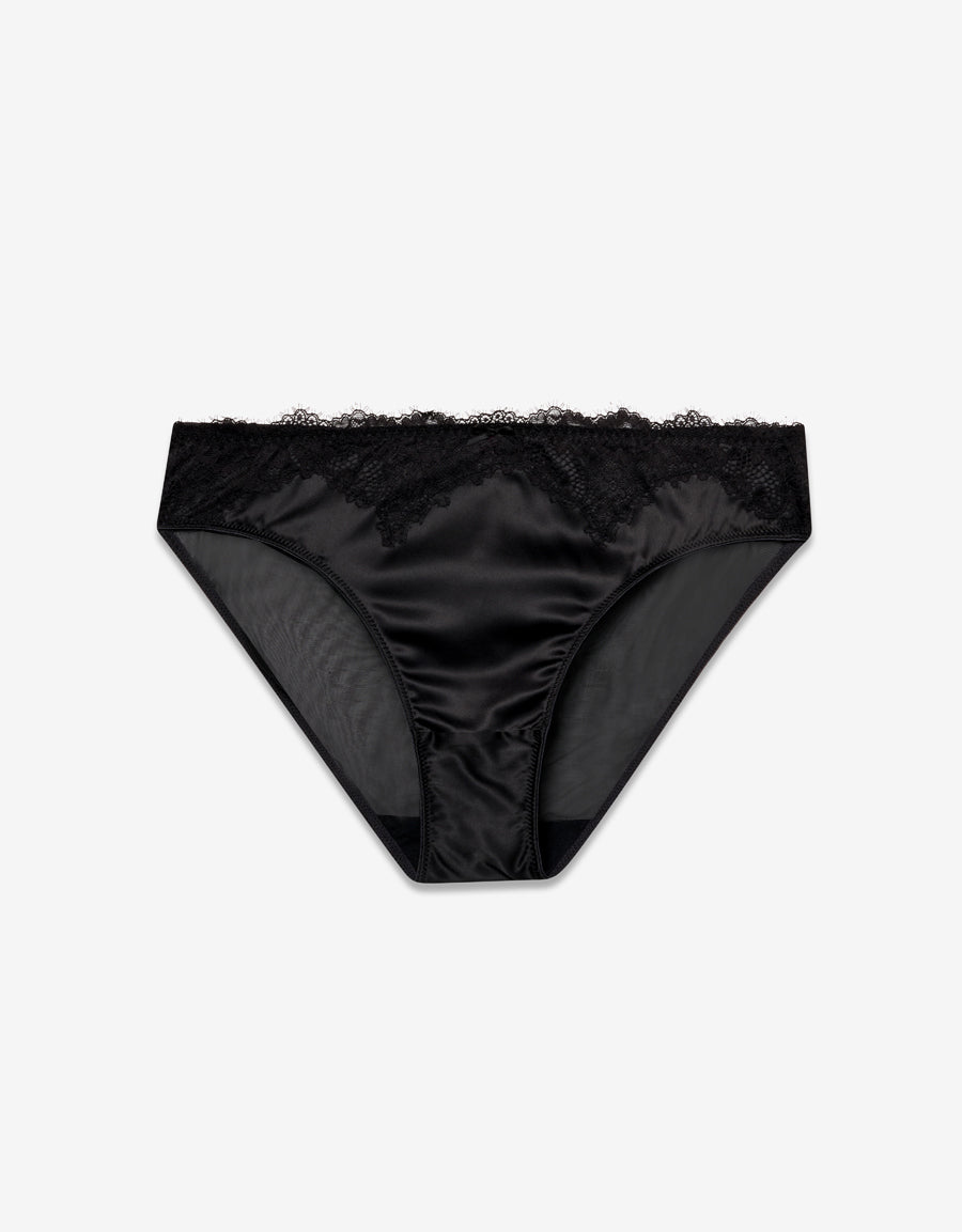 Satin Bikini Panty in Black