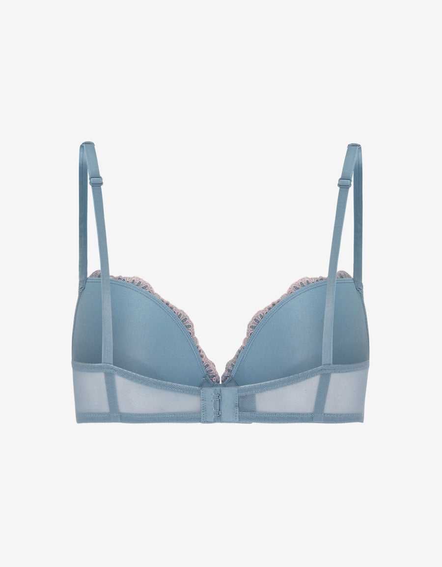 Embroidered Satin Plunge Bra
