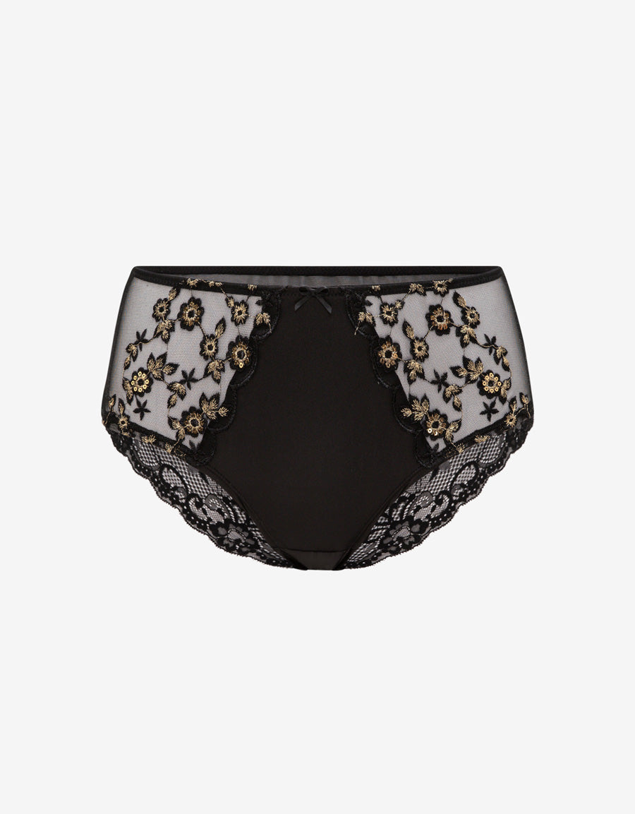 Lace-Trim Embroidered Hipster Panty