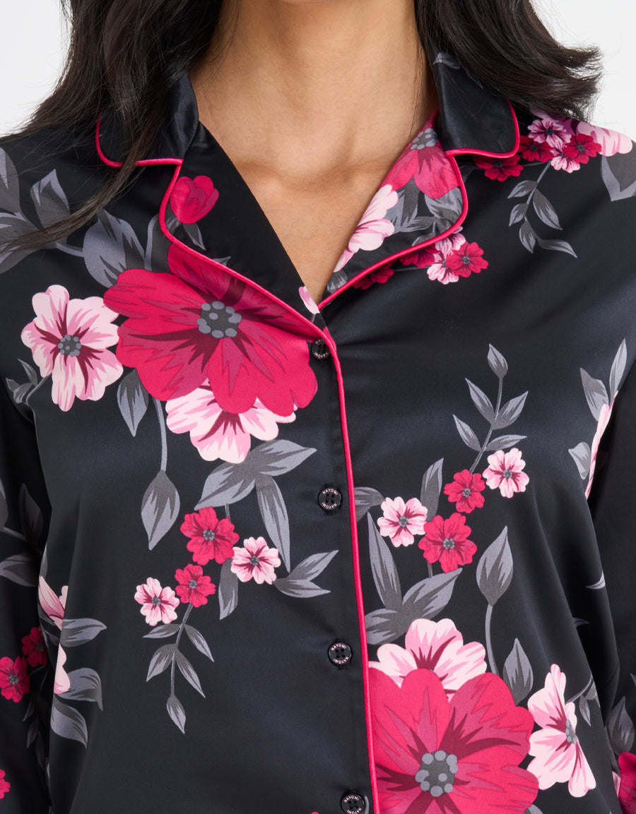 Floral Print Satin Pajama Set