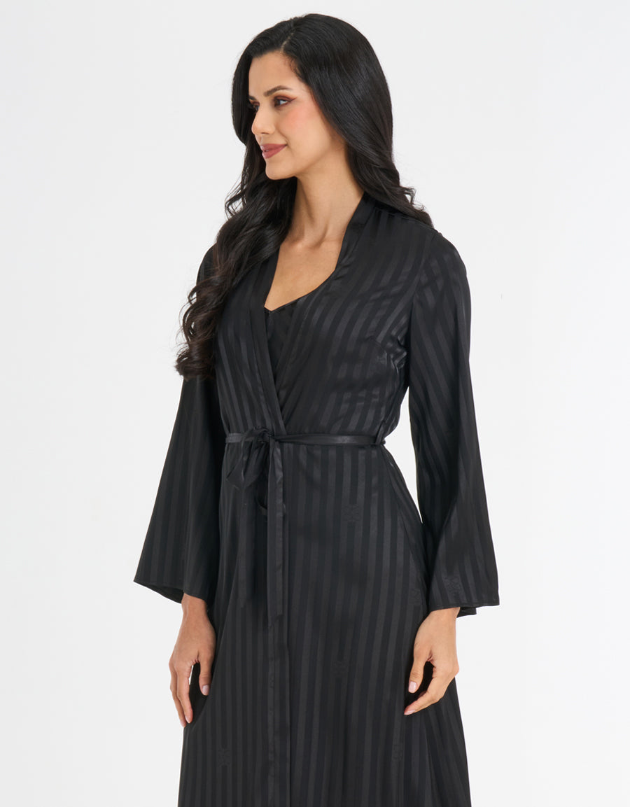 Satin Long Dress and Robe Set