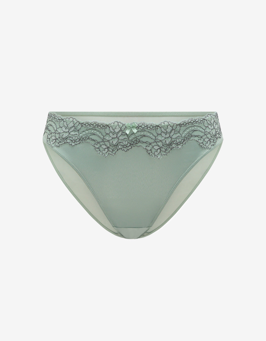Lace-Trim Satin Bikini Panty