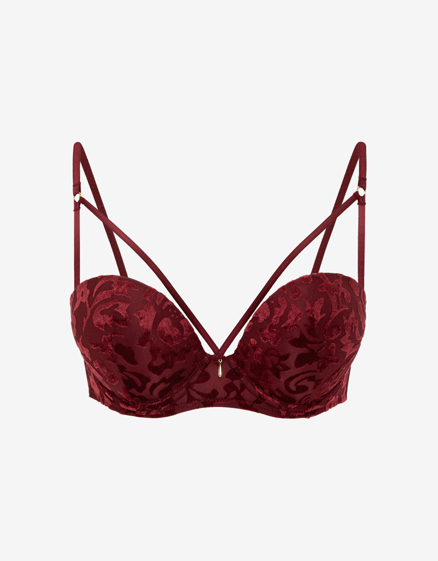 Velvet Burnout Double Push Up Balconette Bra