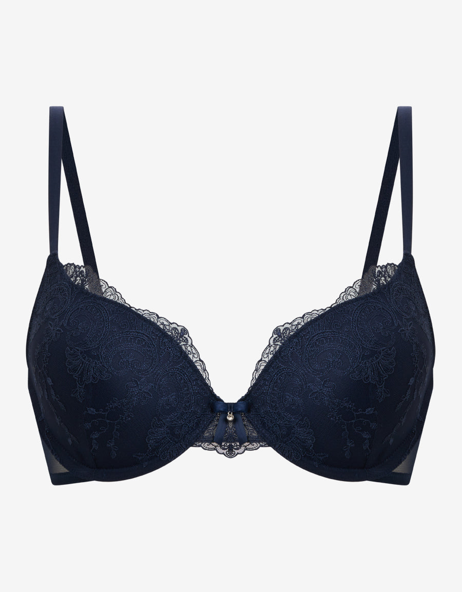 Mesh And Embroidery Plunge Bra