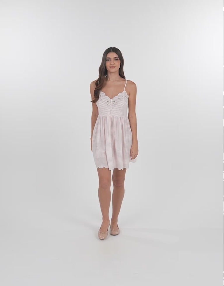Striped Embroidered Nightdress