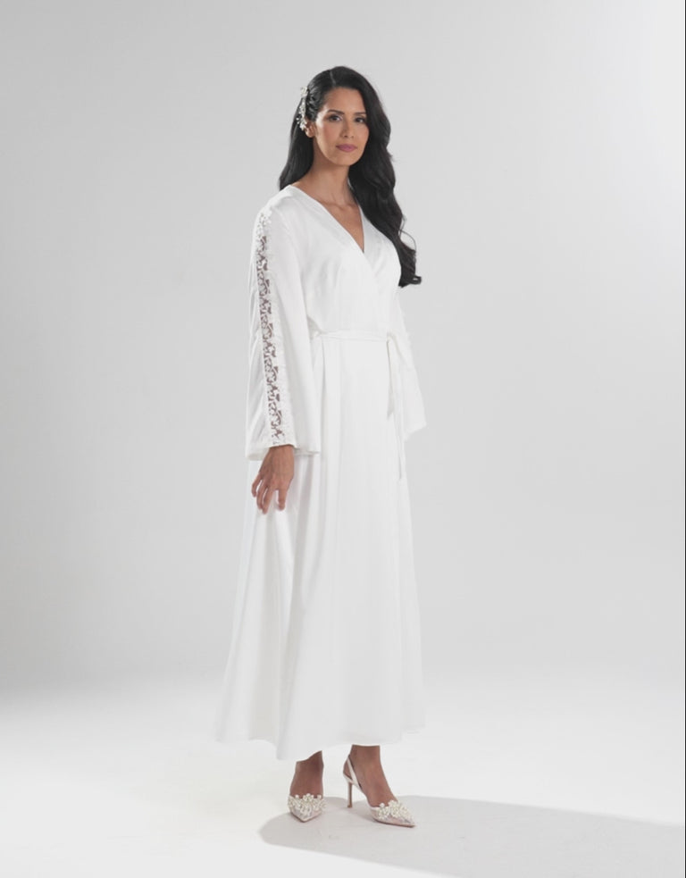 Satin Long Robe in Ivory