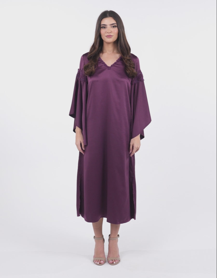 Satin Long Dress in Dark Purple
