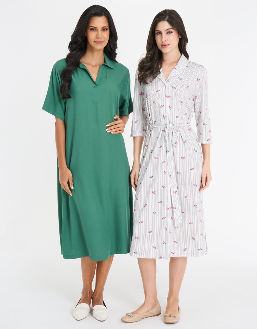 2-Pack Soft-Stretch Long Dresses