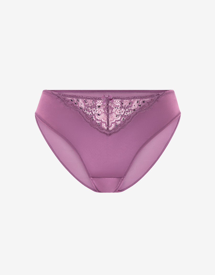 Sparkle Lace-Trim Satin Bikini Panty