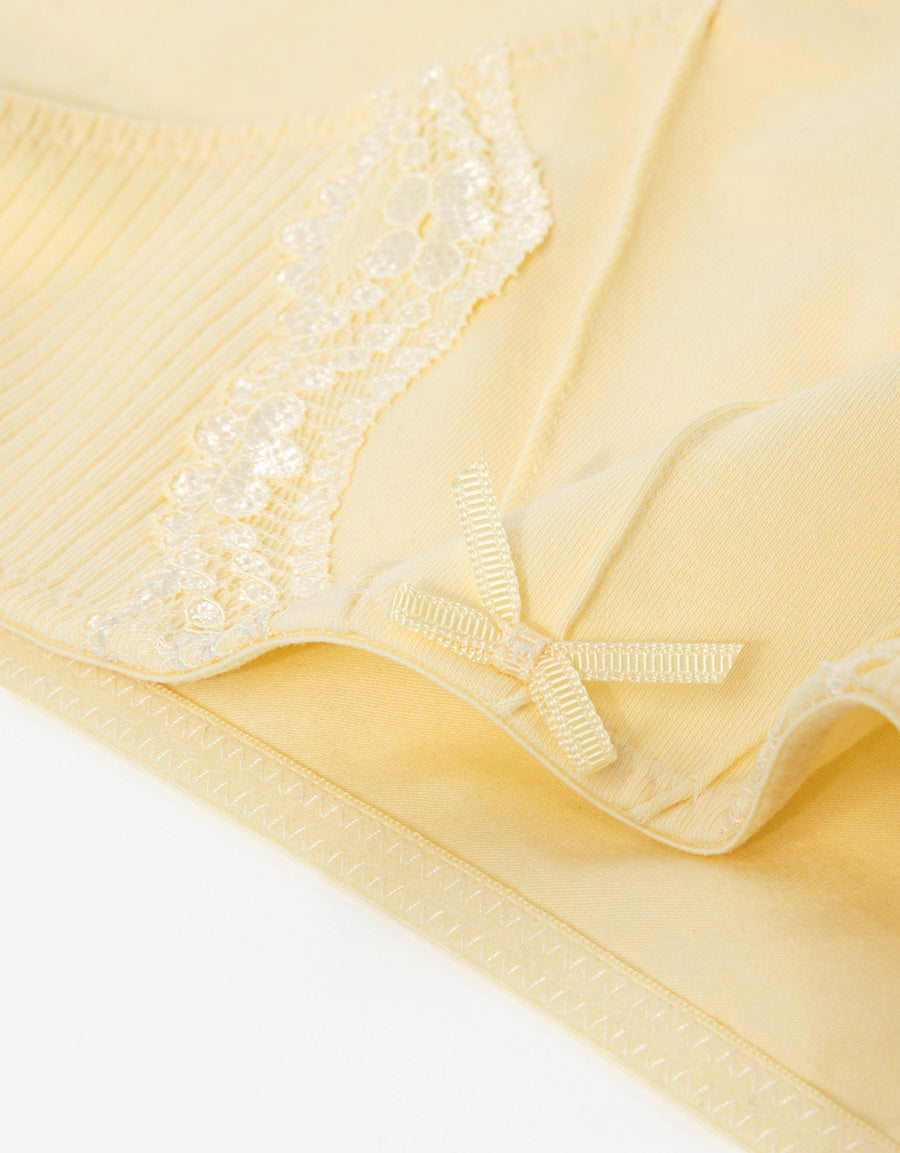 Lace-Trim Cotton Rib Brazilian Panty